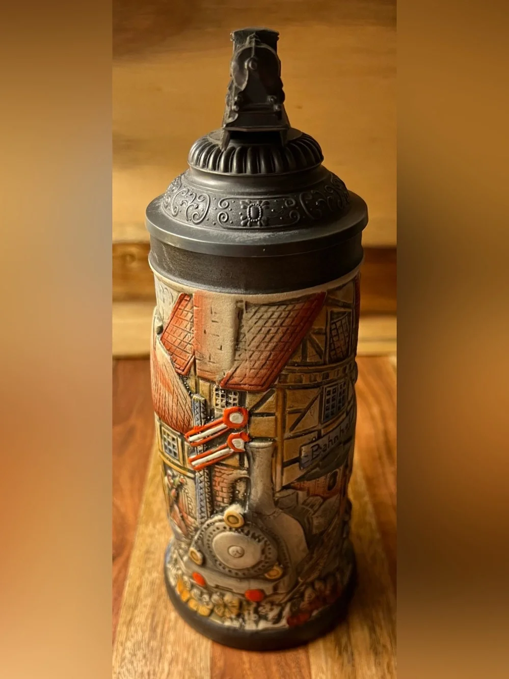 Armin Bay Ltd Ed German Beer Stein #576/5000 95% Pewter Locomotive Lid